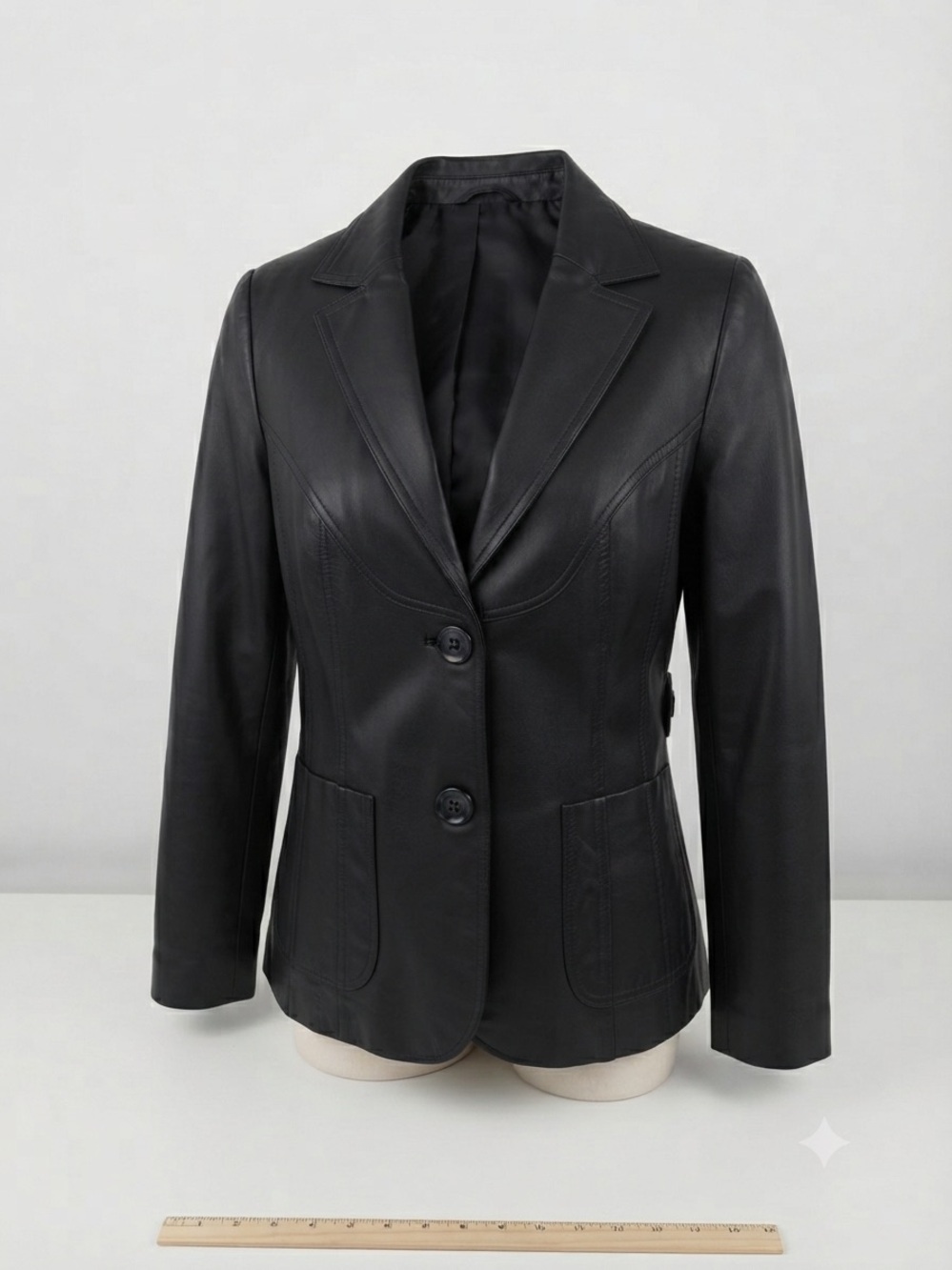 Black Leather-Look Tailored Blazer Jacket XS